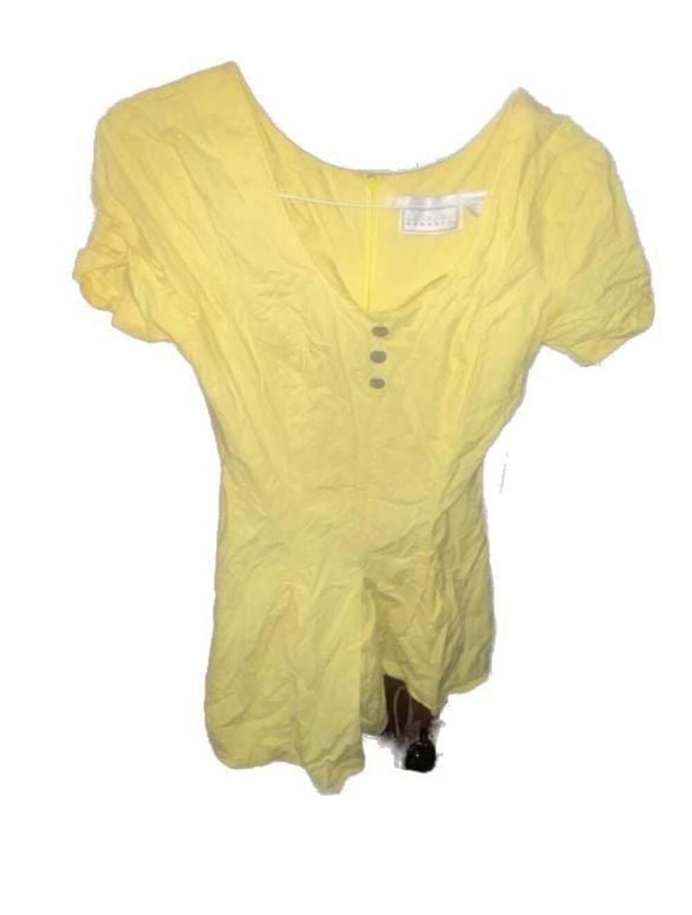 Country Romance Yellow Button-Front Short Sleeve Romper